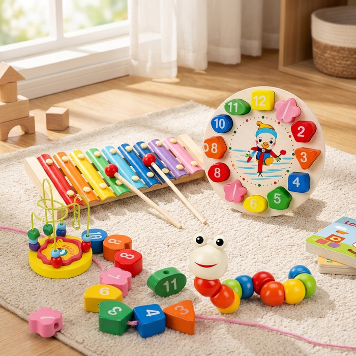 Montessori Wooden Learning Toy Set for Toddlers – Math, Numbers & Motor Skills