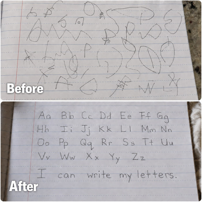 Handwriting before and after