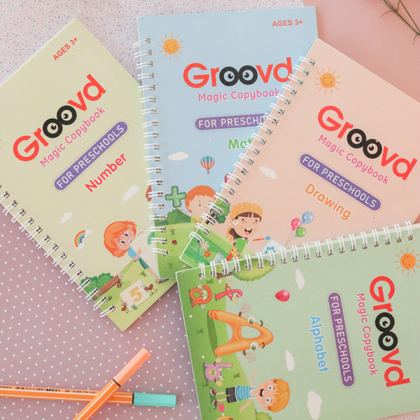 4 Books/Set Children's Groovd Magic Copybook Grooved Handwriting