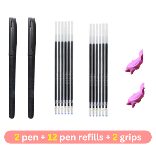 2 Pen + 12 Refills + 2 Pen Holder