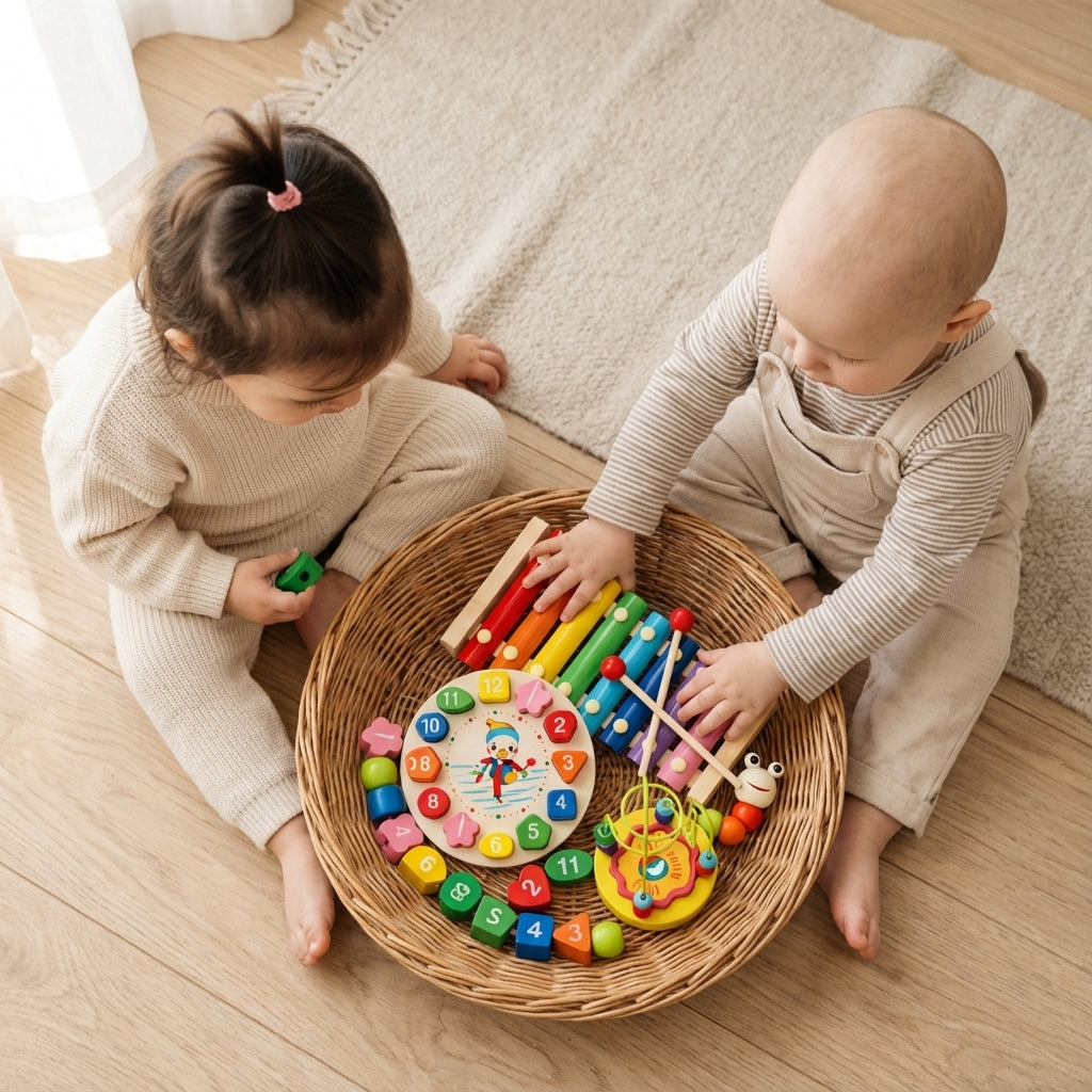 Montessori Wooden Learning Toy Set for Toddlers – Math, Numbers & Motor Skills