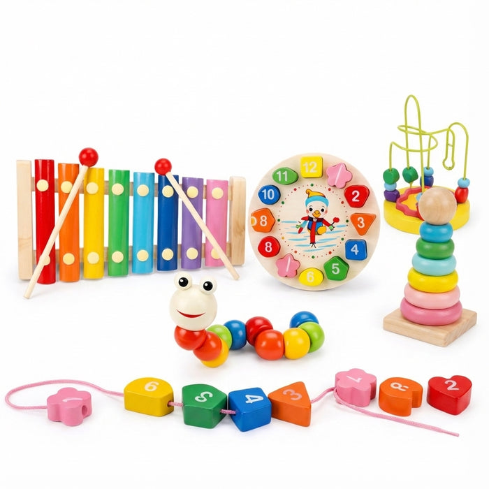 Montessori Wooden Learning Toy Set for Toddlers – Math, Numbers & Motor Skills