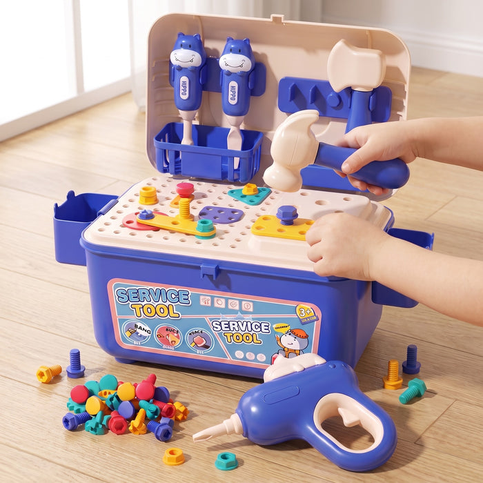 BuildBox tool bench: a child's hands hammer