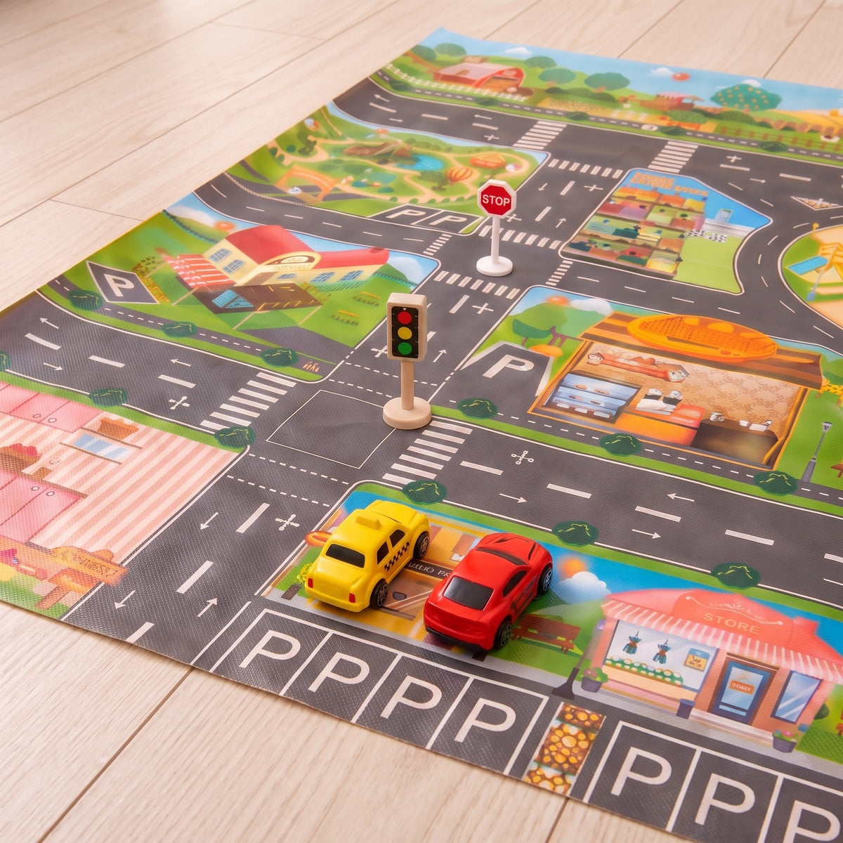City Map with cars: closeup