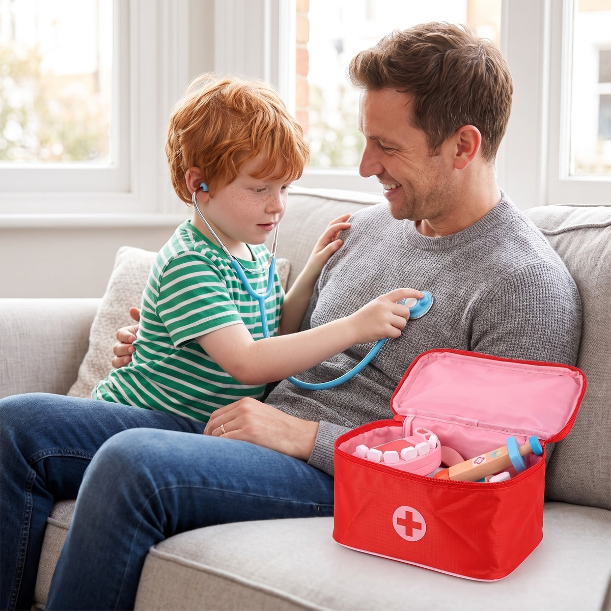 A child playing with the Doctor Kit