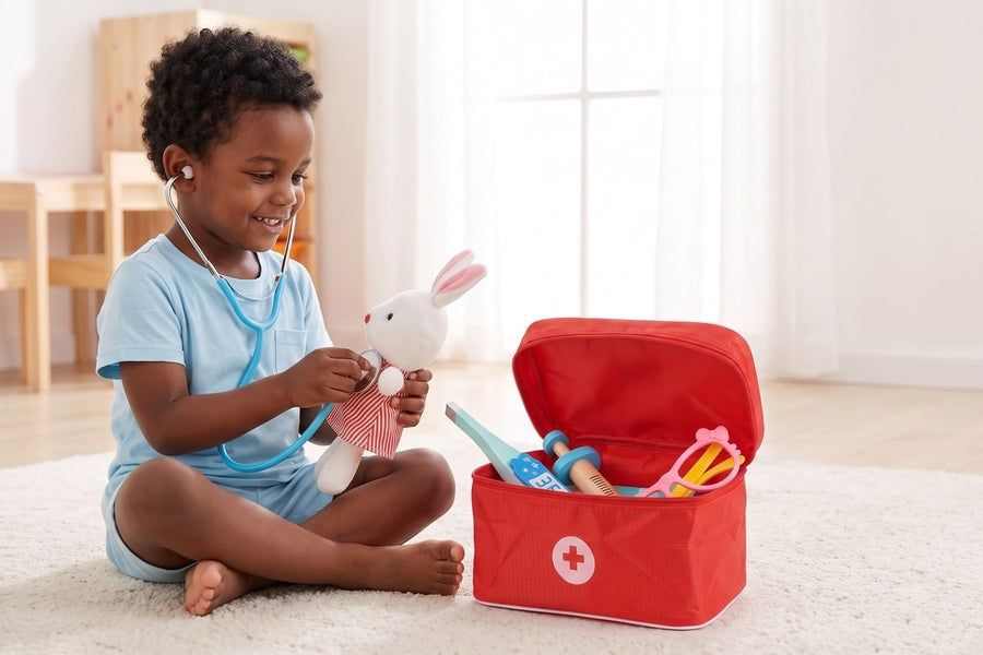 A child playing with the Doctor Kit