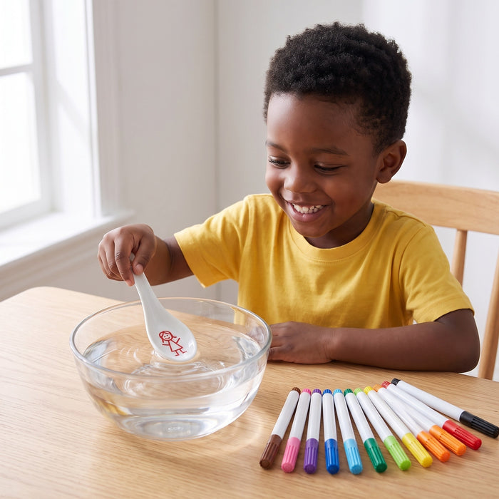 A child playing with the DoodleMagic drawing set