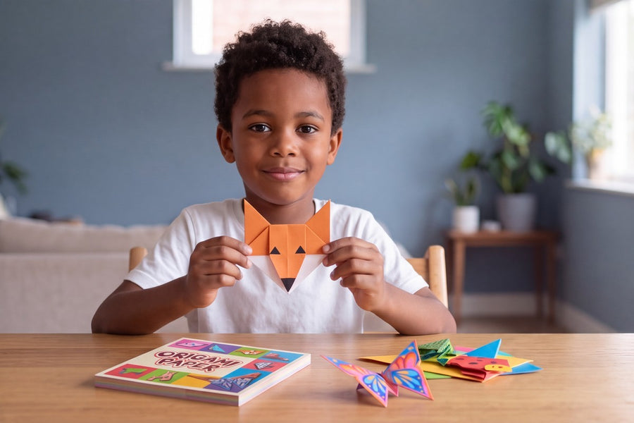 A child playing with the Foldspark Origami Studio