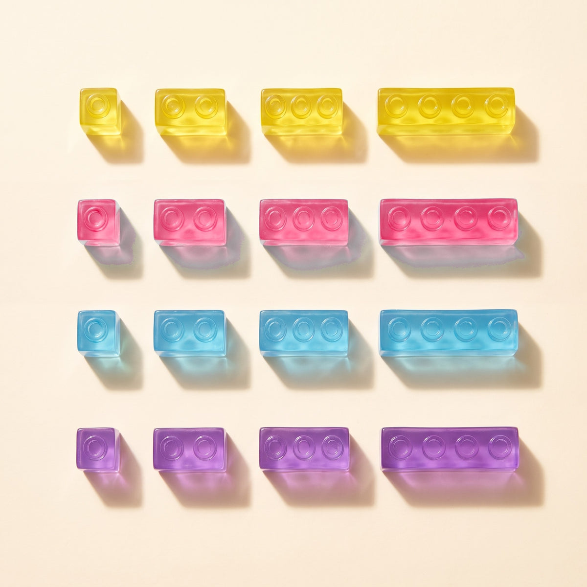 Jelly Building Blocks: sizes colours