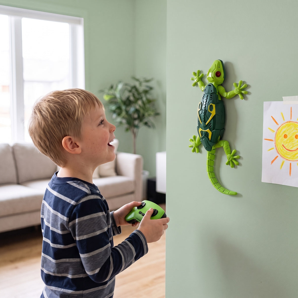 A child playing with the Wall-climbing Lizard