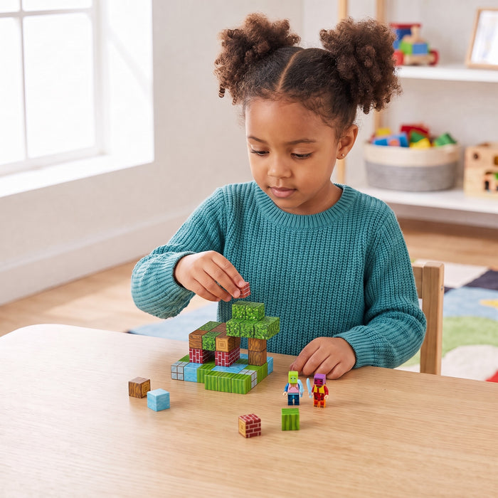 A child playing with the Magnetic Building Blocks