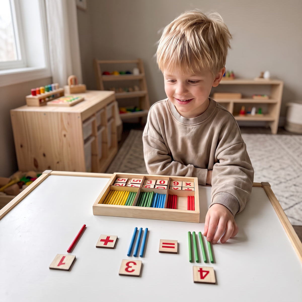 A child playing with the MathMagic Blocks