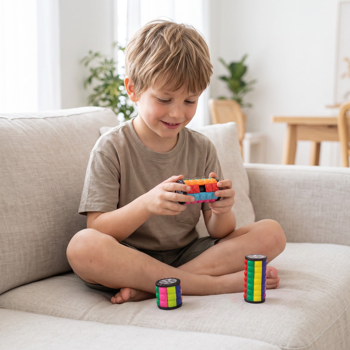 A child playing with the PuzzleSphere