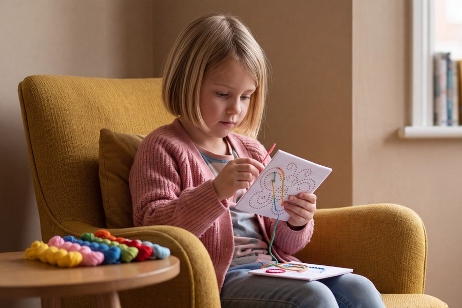 A child playing with the StitchSprout Craft Kit
