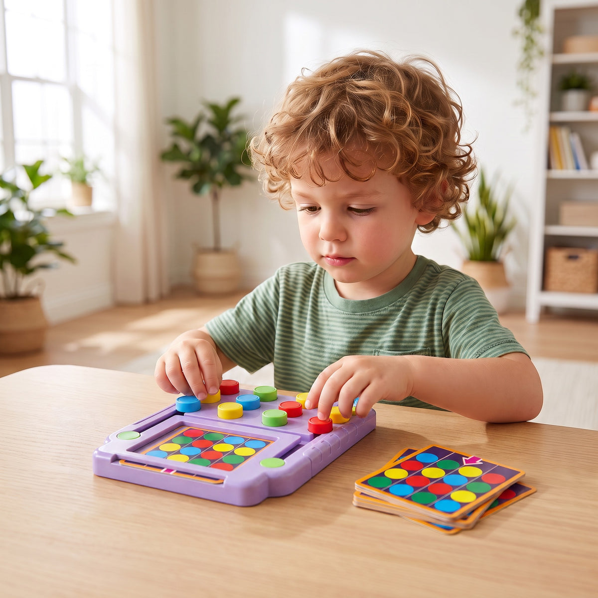 A child playing with the Tic-Tac Color Quest